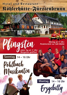 PFINGSTEN an der Köhlerhütte mit toller LIVE-MUSIK PFINGSTEN an der Köhlerhütte mit toller LIVE-MUSIK