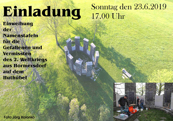 Einweihung der Namenstafeln auf dem Huthübel Einweihung der Namenstafeln auf dem Huthübel